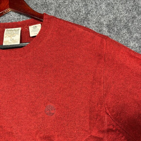 Timberland Sweater Mens Large Rust Lambs Wool Nylon Stratham Issue Crew Pullover - Picture 4 of 8